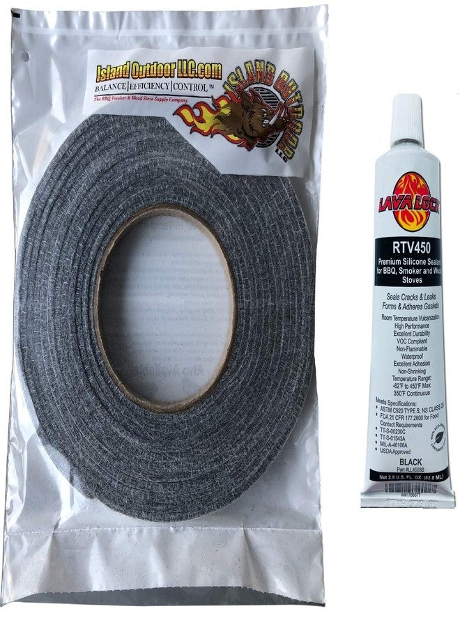 LavaLock® Self Stick Kit 1/2" x 1/8" Grey BBQ Smoker Gasket Black RTV Grill Sealer Hi-Temp - Image 1